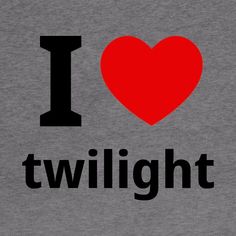 i love twilight t - shirt in grey with black letters and a red heart on the front