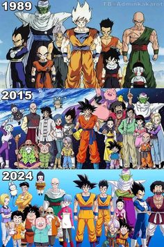 the evolution of dragon ball characters from 1994 to present in one image and then before