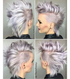 Spunky Haircuts, Faux Hawk Pixie Shaved Sides, Mohawk For Women, Pixie Mohawk, Mohawk Hair, Short Cropped Hair, Pixie Haircut Ideas, Crop Hair