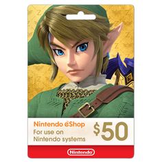 the nintendo card for $ 50 is shown