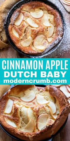 cinnamon apple dutch baby in a cast iron skillet