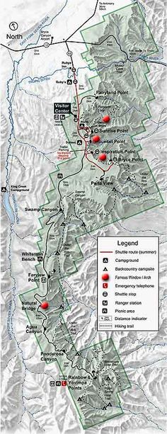 a map showing the location of several trails