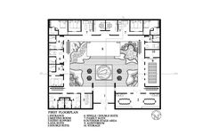 the floor plan for an indoor swimming pool and hot tub, which is located on top of