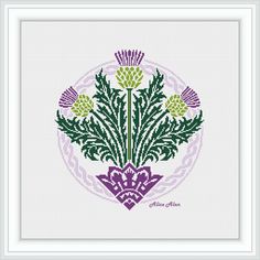 This plant is not easy, it has an interesting legend and history. On the one hand, the Thistle is a spiny herbaceous plant, a weed with which many struggle constantly, and with another - it is much adored a plant that is depicted on the emblem of Scotland and is their symbol. In honor Thistle called order of knighthood is "Thistle". The motto of the order - no one touches me with impunity. Outlander Cross Stitch, Thistle Silhouette, Thistle Cross Stitch Pattern, Scandinavian Needlework, Cross Stitch Celtic, Viking Cross Stitch, Scandinavian Cross Stitch Patterns, Viking Ornament, Irish Pattern