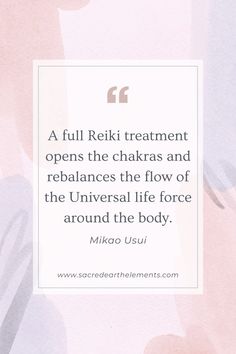 A full Reiki treatment opens the chakras and rebalances the flow of the Universal life force around the body. - Mikao Usui #reiki #reikihealing #reikimaster #energyhealing #spirituality #spiritualawakening #chakras #chakrabalancing #quoteoftheday #healing Distance Reiki, Usui Reiki, Earth Elements, Reiki Master, Chakra Balancing, The Chakras, Life Force, Yoga Lifestyle