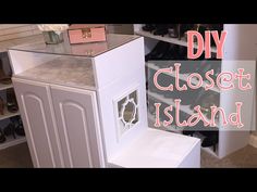 an image of a closet with shoes and purses in the background text reads diy closet island