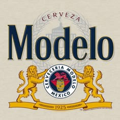 a bottle of modelo beer with lions on it