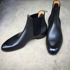 Handmade Men Black Calf Leather Classic Chelsea Boot on Storenvy Leather Shoes Men, Stylish Men, Leather Shoes