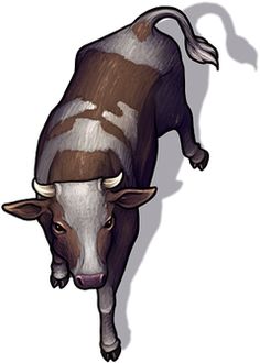 a brown and white cow standing on its hind legs