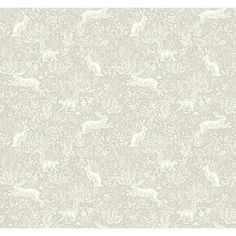 a white wallpaper with animals on it