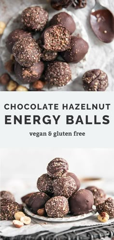 chocolate hazelnut energy balls on a plate