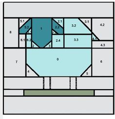 an image of a quilt pattern with numbers on the top and bottom, as well as two