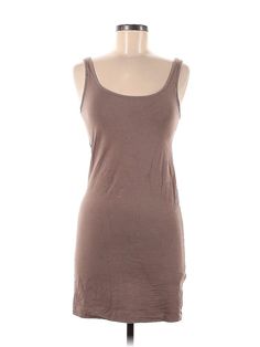 H&M Casual Dress Size: Medium Brown Dresses - used. 95% COTTON, 5% ELASTANE, Mini, Scoop Neck, Short, Sleeveless | H&M Casual Dress: Brown Dresses - Size Medium Brown Sleeveless Cotton Mini Dress, H&m Sleeveless Bodycon Dress, Sleeveless Bodycon Mini Dress For Daywear, H&m Sleeveless Tank Top For Spring, H&m Sleeveless Mini Dress Casual, Stretch Summer Dresses By H&m, Summer Stretch Dresses By H&m, Fitted Cotton Tank Top By H&m, H&m Stretch Dresses For Summer