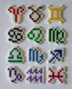 the letters and numbers made out of perler beads