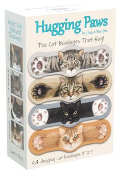 the cat bandages that hug are in a box