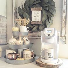 a coffee maker sitting on top of a counter