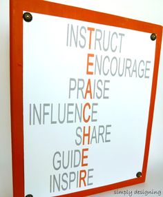 an orange and white sign with words written on it that read, instructor appreciation gift article from simply designing aashey