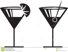 two martini glasses with an upside down drink