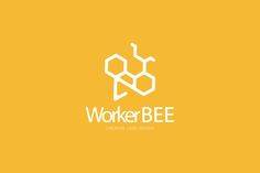 the work bee logo is shown on an orange background with white letters and hexagonal shapes