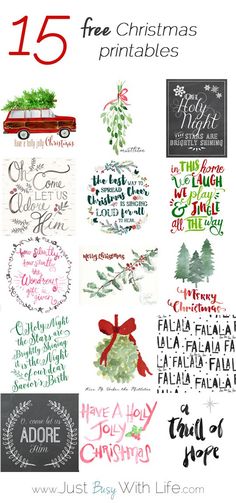 christmas printables with the words, sayings and pictures for each holiday season