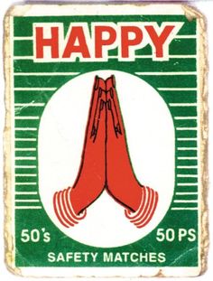 an old matchbox with two hands holding each other in front of the words happy 50's safety matches