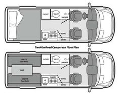 the floor plan for a two - person camper