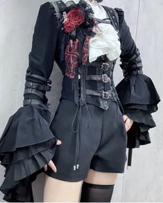 Cool Fits Ideas, Ouji Aesthetic, Outfit Ideas For Ocs, Ouji Style, Ouji Fashion, Cloth Ideas, Modern Clothes, Roses Black, Outfit Ideas For Women