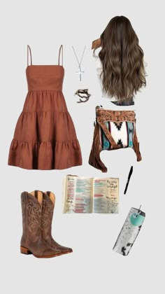 Prom Dress With Boots, Cowgirl Style Outfits, Cowgirl Dresses, Cute Country Outfits, Looks Country, Nashville Outfits