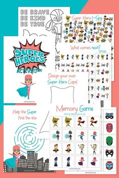 the printables for this super hero girl activity pack