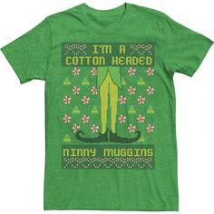 a green t - shirt that says i'm a cotton headed