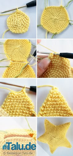 the steps to crochet an ornament for a star - shaped object