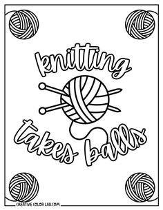 knitting takes balls coloring page for kids