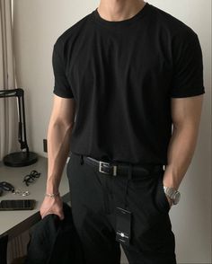 Muka Lelaki, Black Outfit Men, Gentleman Aesthetic, Mens Casual Dress Outfits, Guys Clothing Styles, Cool Outfits For Men, Fashion Casual Outfits, Mens Casual Dress