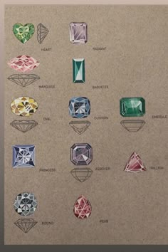 Gem Stone Shapes, Drawings Of Diamonds, Technical Jewellery Drawing, Drawings Of Jewellery, Jewellery Designing Sketches, Diamond Necklace Drawing Sketch, Sketch Jewelry Design, Jewelry Sketches Design, Gold Jewelry Drawing