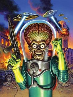 Mars Attacks, Card Deck, Movie Art, Deck Of Cards, Drawing Ideas, Mars, Skeleton, Coloring Books, Drawings