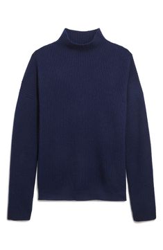 Cozy and contemporary, this mock-neck sweater is made with luxuriously soft, Grade-A cashmere yarns and dropped shoulders that relax the silhouette. 22" length (size Small) Mock neck Long sleeves 100% cashmere Dry clean Imported Cashmere Yarn, Mock Neck Sweater, Ribbed Sweater, Mock Neck, Cashmere, Nordstrom, Long Sleeve