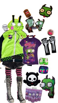 >:3 Scene Queen Outfit, Scene Kid Outfits, Gir Invader Zim, Scene Clothing, Silly Clothes, Androgynous Outfits, Outfits 2000s, Scene Outfits, Scene Fashion