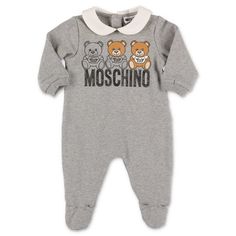 Designers Moschino Melange Grey Cotton Sweatshirt Romper Sweatshirt Romper, Cotton Baby, Grey Cotton