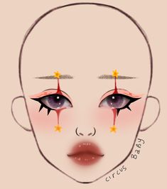 Simple Halloween Makeup Clown, Gothic Eye Makeup, Eye And Lip Makeup, Anime Eye Makeup, Face Charts, Make Up Tutorials, Simple Makeup Tips, Makeup Face Charts, Circus Baby