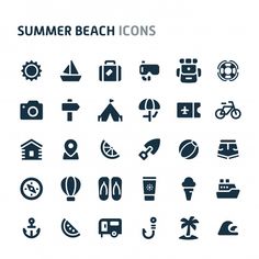 a set of icons for the summer beach