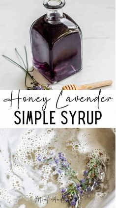 honey lavender simple syrup recipe with text overlay