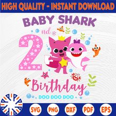 an image of a birthday card with the number four and two baby sharkes on it