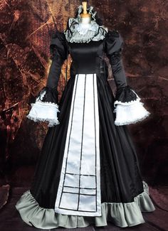 Black Anime GOSICK Victorique De Blois Cosplay Dress Fitted Gothic Cosplay Costume, Steampunk Cosplay Dress For Halloween, Steampunk Halloween Cosplay Dress, Black Gothic Dress For Fantasy Events, Black Long Sleeve Victorian Costume Dress, Gothic Victorian Dress For Halloween Costume, Gothic Victorian Dress Costume For Halloween, Black Vampire Dress For Cosplay, Black Dresses For Halloween Fantasy Events