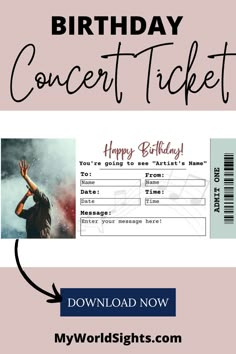 a birthday ticket with the words happy birthday on it and an image of a man waving