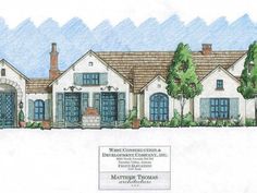 this is an artist's rendering of the front elevation of these house plans for homes