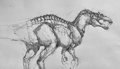 a pencil drawing of a dinosaur running