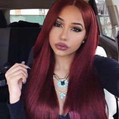 24” Wine Red Straight Lace Front Wig *Nwt* Arrives New 150-180% Density Color : ( Color As Shown Lace Front Human Synthetic Blend Wig You Can Cut , Curl , And Style This Wig Heat Resistant Up To 315f 22.5 In Circumference Hand Tied - Check My 5 Star Reviews You Could Cut The Front Lace To Blend As Your Own Hairline Sw I Do Not Trade On Any Of My Wigs Don’t Forget To Bundle With The Got2b Ultra Gel Or Ghost Bond To Save 10% Off $ Wine Hair, Red Hair Inspo, Dyed Red Hair, Copper Hair Color, Beautiful Red Hair, Red Wigs, Burgundy Hair, Straight Lace Front Wigs, Hair Dye Colors