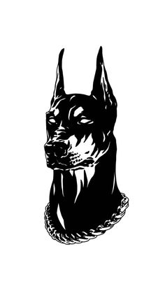 a black and white drawing of a dog's head