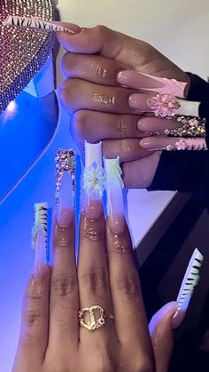 Artsy Nails, Acrylic Toes, Pink Acrylic, Nails Inspo, Dope Nails, Cute Acrylic Nails