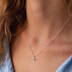 Charming piece of aviation jewelry - a delicate gold chain necklace featuring a dainty airplane pendant. This minimalist and stylish design is perfect for those who love travel and adventure. The yellow gold option adds a touch of elegance to the piece. It's an ideal gift for any aviation enthusiast, pilot, or traveler. The necklace is versatile and can be worn on any occasion. Get ready to take off with this beautiful and simple gold necklace! Material: 14K yellow gold Average weight: ≈ 1.32 g. Elegant Chain Necklace, Charm Necklace Aesthetic, Necklace Airplane, Aviation Jewelry, Airplane Jewelry, Airplane Pendant, Simple Gold Necklace, Airplane Necklace, Minimal Pendant